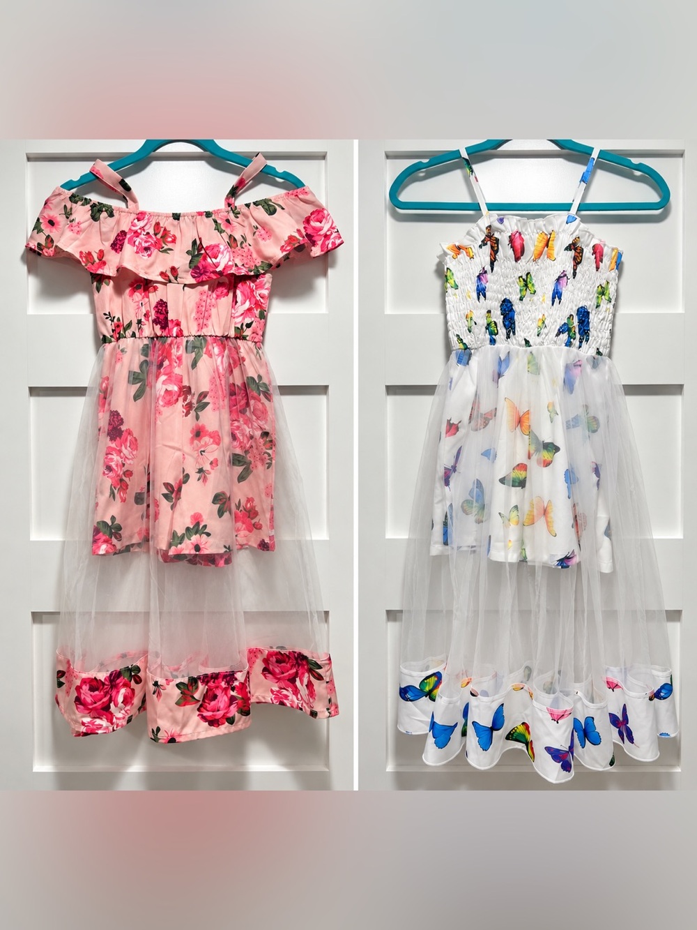 Girls Vacation Summer Dresses Bundle Size 10Y / 140 Floral Butterfly Tulle Hi-Lo
